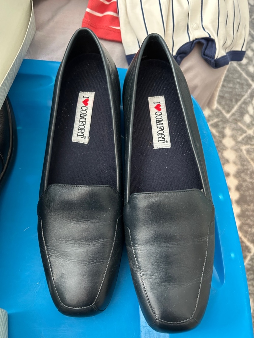 I ♥ Comfort Navy Blue Leather Loafers